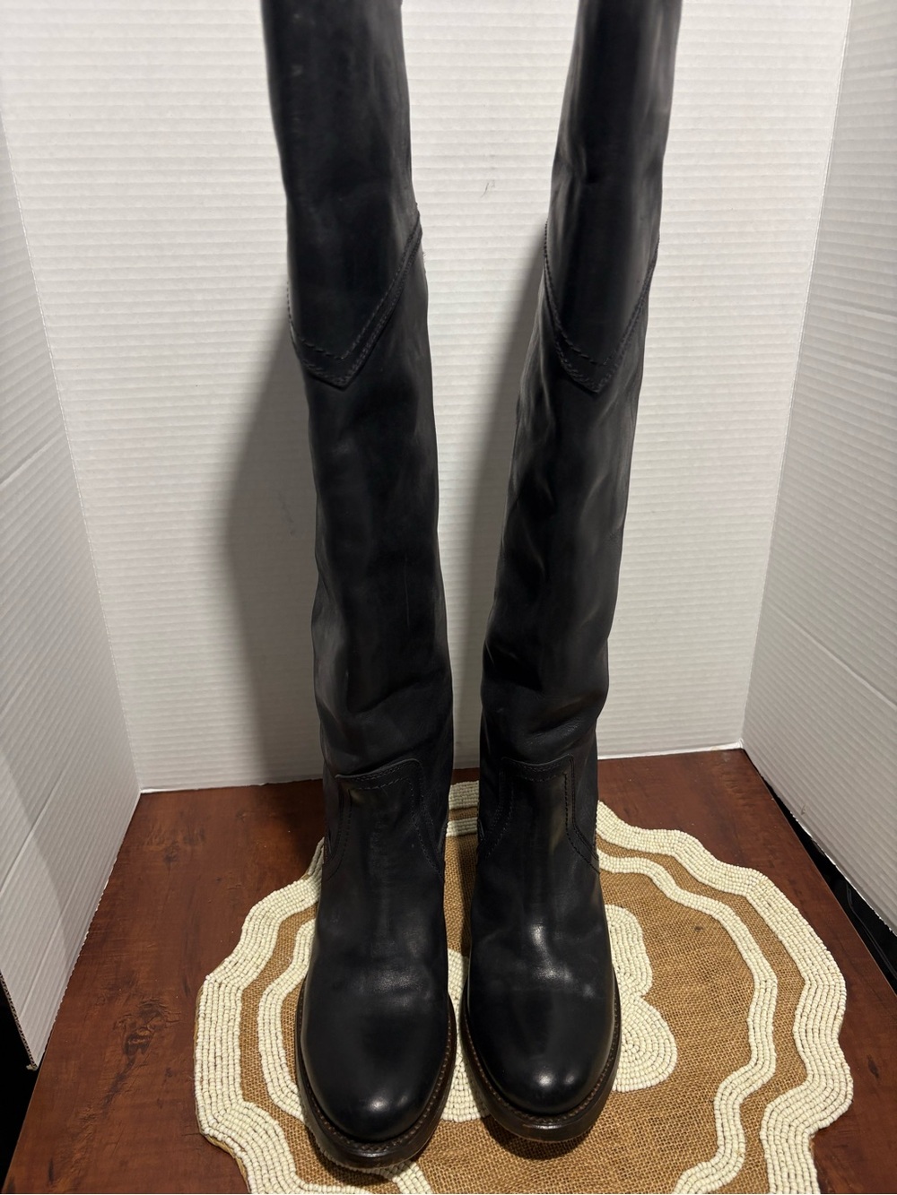Frye Black Tall Leather Knee Boots